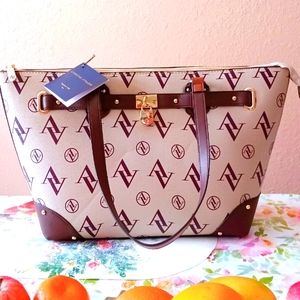 NEW ADRINNE VITTADINNI BROWN CREAM HAND BAG